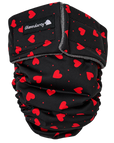 Medium Long / Black Red Hearts