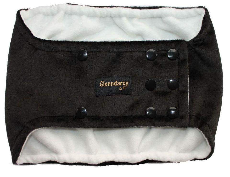 Black Minkie Plush Dog Belly Band - Poppers