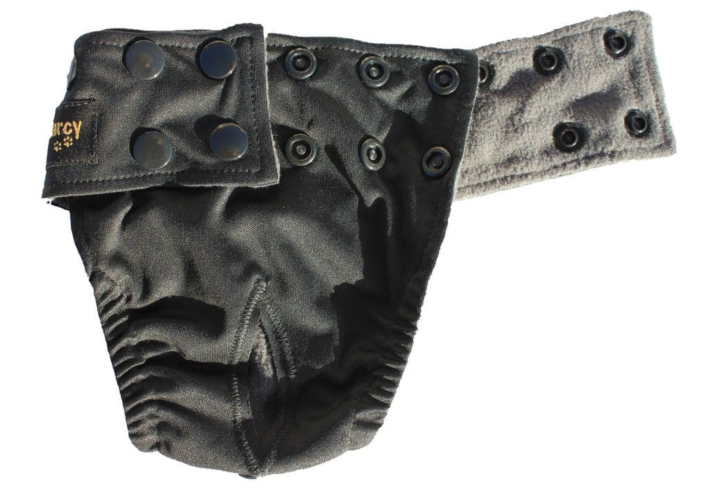 Black on Black Female Dog Nappy - Poppers fastening