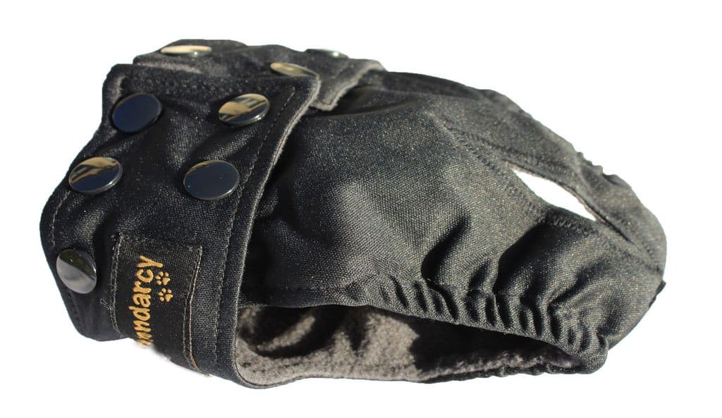 Black on Black Female Dog Nappy - Poppers fastening - End of Line Sale