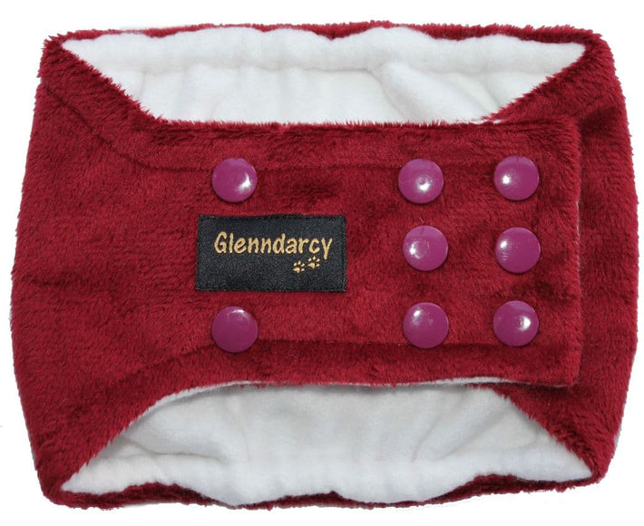 Burgundy Minkie Plush Dog Belly Band - Poppers - Medium & Large - Sale