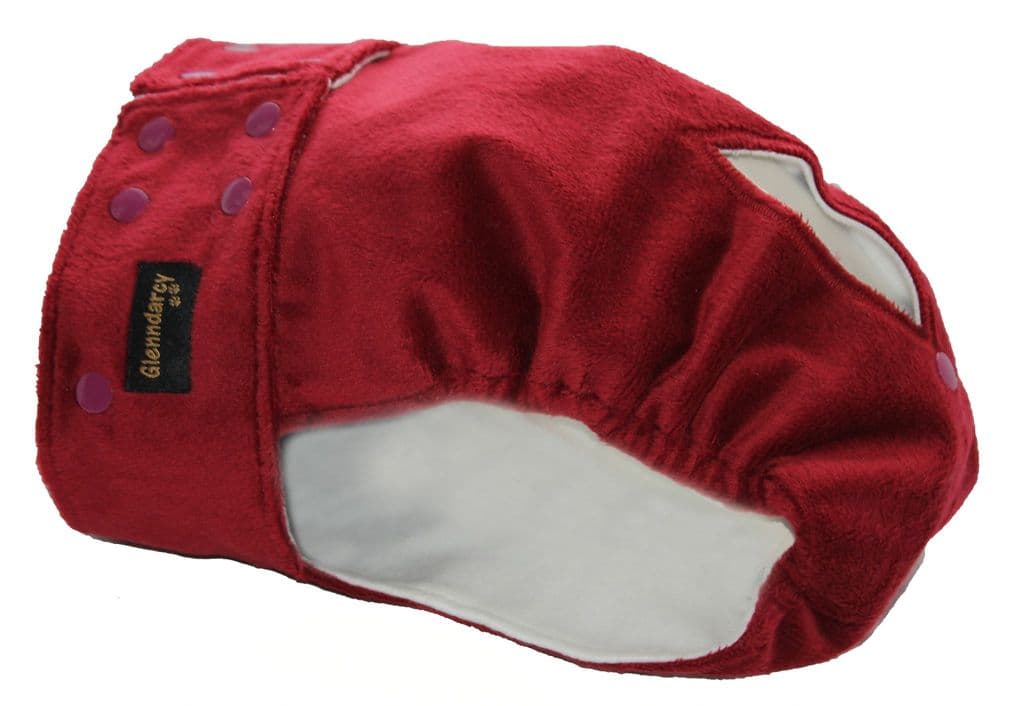 Claret Minkie Plush Female Dog Nappy - Poppers fastening - End of Line