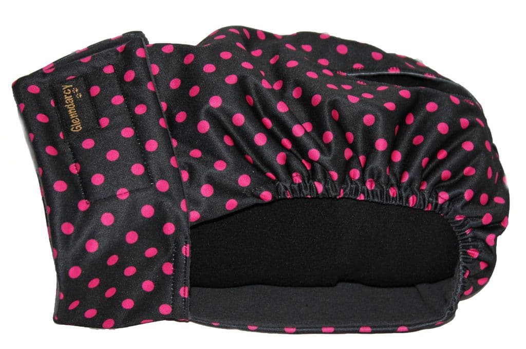 Glenndarcy Black with Pink Dots Dog Nappy