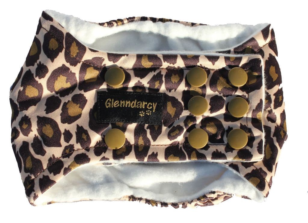 Leopard Dog Belly Band - Poppers - End of Line Sale - last size Large