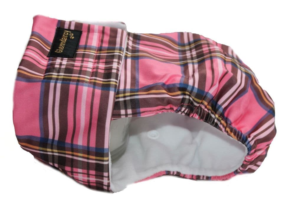 Pink Plaid Female Dog Nappy