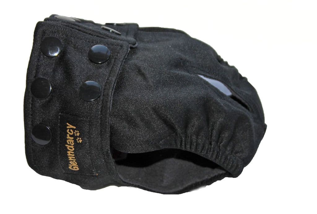 Black on Black Female Dog Nappy - Poppers fastening - End of Line Sale